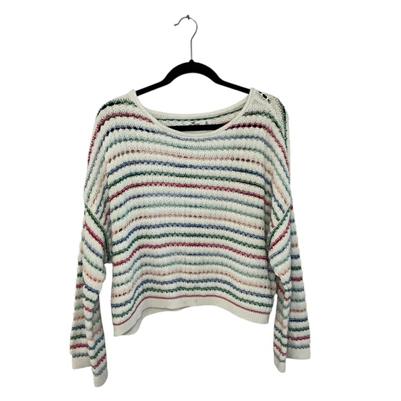 Hollister Women's Multicolor Striped Crochet Sweater - Picture 1 of 5